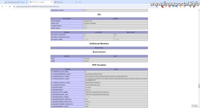 PHP környezet ellenőrzése - phpinfo 2. kép