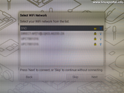 First boot and initial settings - Wireless network setup